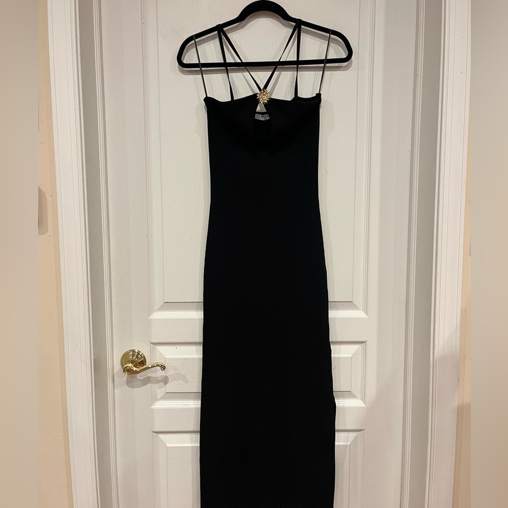Rib knit cut out detail midi Dress